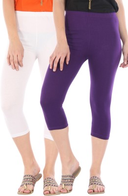 AINE Women White, Purple Capri