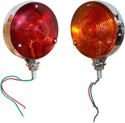 Allpartssource Bajato 2 Pcs 4 Inch Round Double Face Lights Suitable for Trucks Semi Trailers Tractors (Red / Amber) Car Reflector Light(Yellow, Red)
