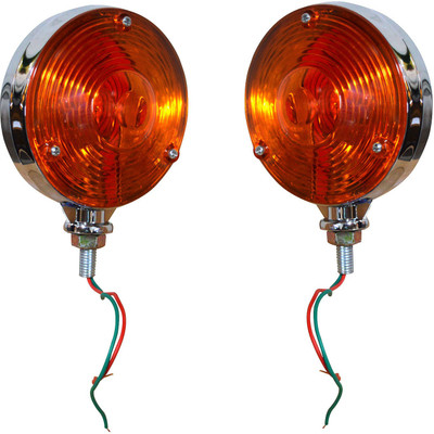 Allpartssource Bajato 2 Pcs 4 Inch Round Double Face Lights Suitable for Trucks Semi Trailers Tractors (Amber / Amber) Car Reflector Light(Yellow, Yellow)