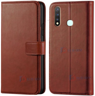 Scyther Flip Cover for Vivo Y19(Brown, Dual Protection, Pack of: 1)