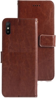 MG Star Flip Cover for Xiaomi Redmi 9A Sport(Brown, Shock Proof, Pack of: 1)