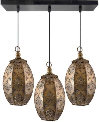 Homesake 3-Lights Linear Cluster Chandelier Antique Brass Finish Oval Moroccan Hanging Pendant Light, Kitchen Area and Dining Room Light, LED/Filament Light Pendants Ceiling Lamp(Black)