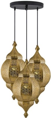 Homesake 3-Lights Round Cluster Chandelier Ceiling Antique and Gold Metal Classic Moroccan Orb Hanging Pendant Light with Braided Cord, URBAN Retro, Nordic Style, LED/Filament Bulb Pendants Ceiling Lamp(Gold)