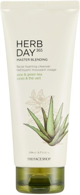 The Face Shop HERB DAY 365 Foaming Cleanser-Aloe & Greentea,hydrates skin & maintains PH Level Face Wash(170 ml)