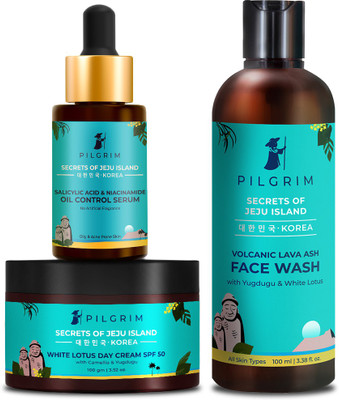 Pilgrim Glowing Skin Forever Combo with & Niacinamide Oil Control Serum 30ml, Gentle(3 Items in the set)