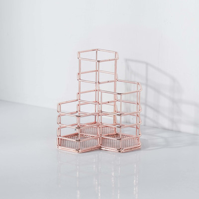 oddpod 3 Compartments Metal 7093-RoseGold-Pen Stand(RoseGold)
