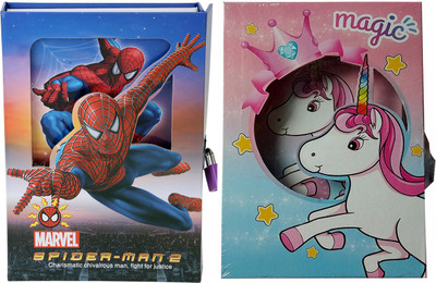 Art Bundle Unicorn & spiderman A6 Diary Yes 60 Pages(Pink, Pack of 2)