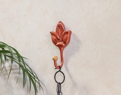 METAL ROOTS Decorative Multi-Purpose Flower Shaped Metal Powder Coated Wall Mounting Hook for Key Hat Clothes Towel Hooks, Copper Door Hanger