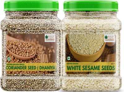 Bliss of Earth USDA Certified Combo Of Organic Sesame Seed(White Till 600gm) And Coriander Seed (Sabut Dhaniya 250gm) Pack of 2 White Sesame Seeds(0.8 g, Pack of 2)