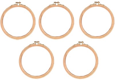 nimi creation 8 inches of wooden embroidery hoop ring frame 5 ply brass screw (golden color) pack of 5 Embroidery Frame(Pack of 5)