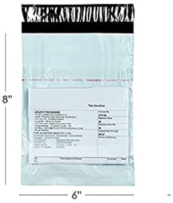 JFLEXY With Document Pouch 6x8 inch Plain Temper Proof Courier Bag 60 Micron With POD 100(White)