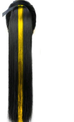 Rizi Natural look hair with yellow high lighter thread wrap around ponytail Hair Extension