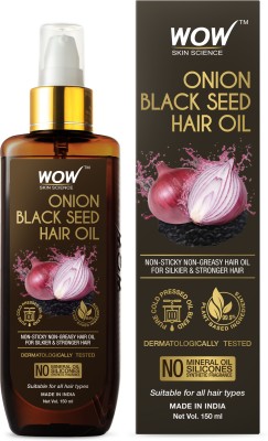 WOW SKIN SCIENCE Onion Hair Oil With Black Seed Oil Extracts - Controls Hair Fall - No Mineral Oil, Silicones & Synthetic Fragrance - 150 ml Hair Oil(150 ml)