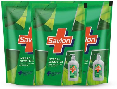 Savlon Herbal Sensitive pH Balanced Liquid Handwash 175mlx3 refill pouch Hand Wash Pouch(3 x 175 ml)