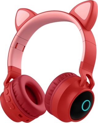 Wk Life Kids Headphones Wireless, Girls/Boys Cat Ear Bluetooth Bluetooth Headset(Red, Orange, On the Ear)
