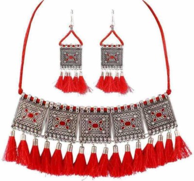 AasmaFashion Alloy Silver Black, Red Jewellery Set(Pack of 2)