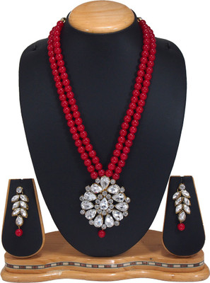 Padmavati Bangles Alloy Gold-plated Red Jewellery Set(Pack of 1)