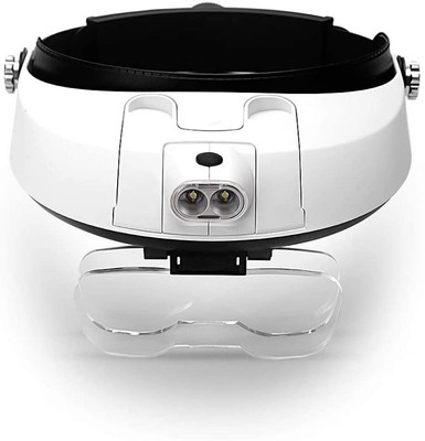 uptodatetools Interchangeable 2×Lens interchangeable lenses with 1.0X, 1.5X, 2.0X, 2.5X, 3.5X Headband Magnifier(White)
