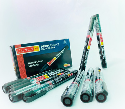 Camlin Parmanent Marker Black ( Pack Of 10 )(Set of 10, Black)