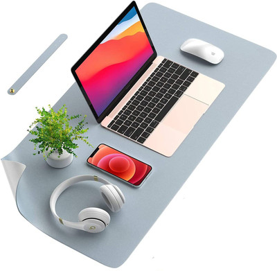 SYGA Waterproof Non-Slip Desk Mat Blotters on Desk Top Laptop Computer Gaming Keyboard Mouse Pad Desk Writing Mat Cover for Office & Home Non Slip Base Dual Sided Mousepad(Grey&Silver(90*45 CM))