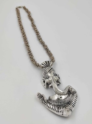 A2 Fashion Oxidized Silver Lord Ganesha Pendent Necklace Beads Black Silver Plated Alloy Necklace