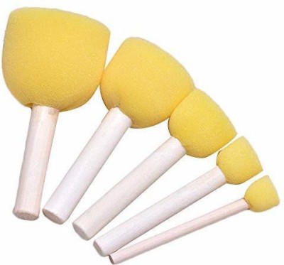 KIDIVO Yellow Sponge Dabber Wooden Handle Foam Brush Painting Sponge Brush(Pack of 5)