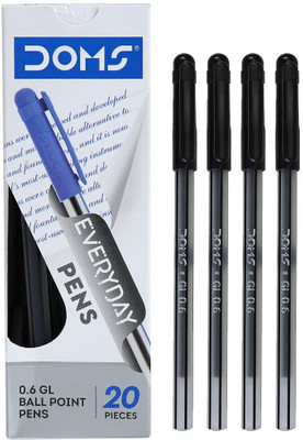 DOMS DF Everyday 0.6 GL Ball Point Pens Box Pack | Lightweight & Sleek Body | Smart Ball Pen(Pack of 80, Ink Color - Black)