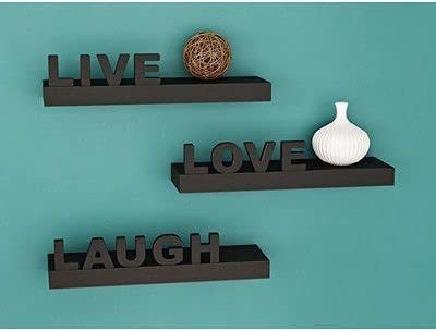 ANB Enterprises Wall shelf Living room shelves MDF Wall racks Shelves Love , Live , Laugh Wall hanging mounted floating wall decorative MDF (Medium Density Fiber) Wall Shelf(Number of Shelves - 3, Black)