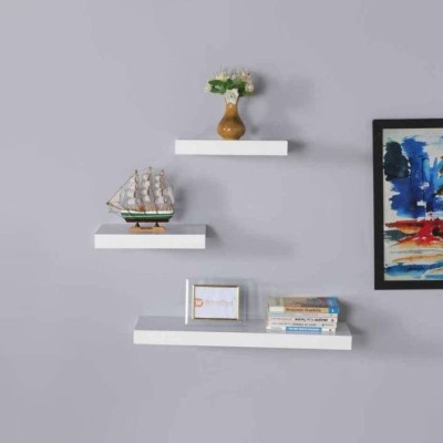 OnlineCraft wooden wall stand Wooden Wall Shelf(Number of Shelves - 3, White)