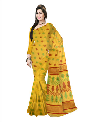 Pradip Fabrics Printed Tant Silk Blend Saree(Mustard)