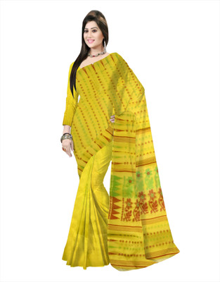 Pradip Fabrics Self Design Tant Silk Blend Saree(Yellow)