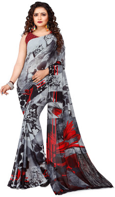 kashvi sarees Floral Print Daily Wear Georgette Saree(Grey)