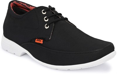 Hitz Black Fabrick Made Lace-up Comfort Casual Shoes Casuals For Men(Black , 7)