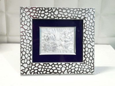 Delhi Gift House Silver Plated Laxmi Ganesh Photo Frame. Decorative Showpiece  -  17.5 cm(Silver Plated, Silver)