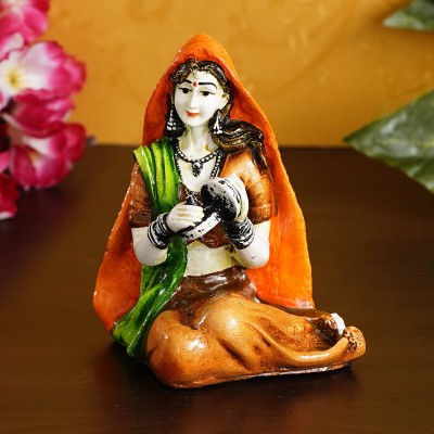 eCraftIndia Colorful Rajasthani Lady Handcrafted Decorative Polyresin Showpiece Decorative Showpiece  -  13.9 cm(Polyresin, Green)