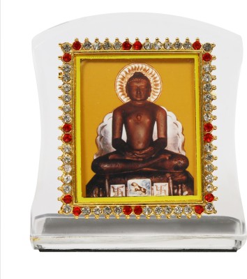 Bismaadh Religious Idol Acrylic Showpiece Figurine for Car Dashboard, Home & Office Décor (Mahaveer JI) Decorative Showpiece  -  10 cm(Plastic, Orange)