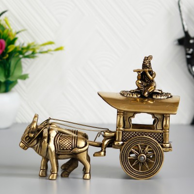 eCraftIndia Brass Brown Antique Finish Closed Bullock Cart Handcrafted Decorative Showpiece Decorative Showpiece  -  15.9 cm(Brass, Gold)