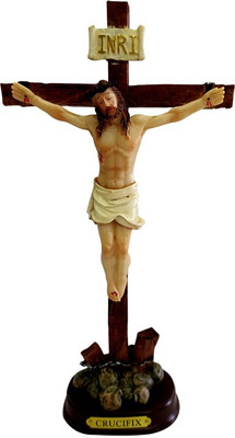 Divine Creations Christian Jesus Christ Crucifix Statue for Altar Decorative Showpiece  -  16 cm(Polyresin, Multicolor)