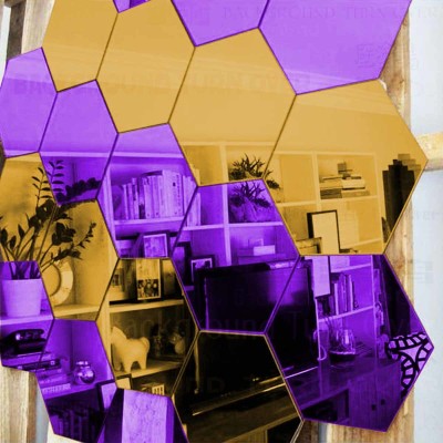 FUTURE HUB 25.4 cm 20 Hexagon 10 Golden 10 Purple Self Adhesive Sticker(Pack of 10)