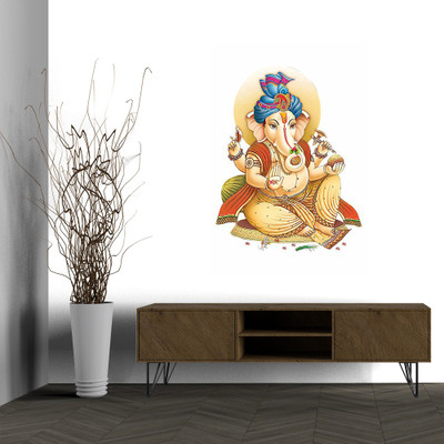 BRITISH TERMINAL 30.48 cm Lord GaneshaDesign Self Adhesive Decorative Wall Sticker || (30cm X 45cm) btcut5416-1 Self Adhesive Sticker(Pack of 1)