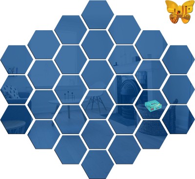 BEST DECOR 50 cm 30 Hexagon Blue 10 Butterfly-BD1319 Glow in the Dark Sticker(Pack of 40)