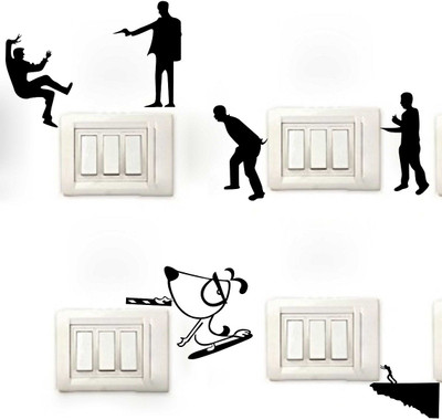 Wallzone 25 cm Abstract Removable Sticker(Pack of 1)