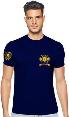 Printcomet Printed Men Round Neck Dark Blue T-Shirt