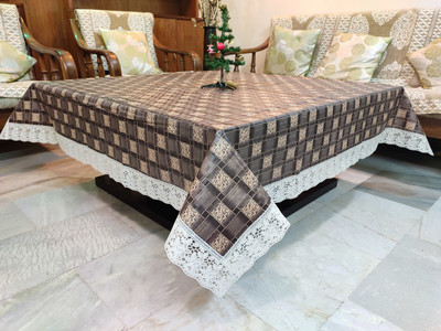 MONKDECOR Printed 2 Seater Table Cover(Brown, PVC)