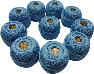 Abn Traders Light Blue Crochet Cotton (Pack of 10) Thread(90 m Pack of10)