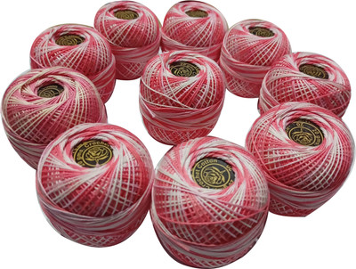 Quickcollection Redrose Thread Cotton Embroidery Balls (No. 1201) Thread(90 m Pack of10)
