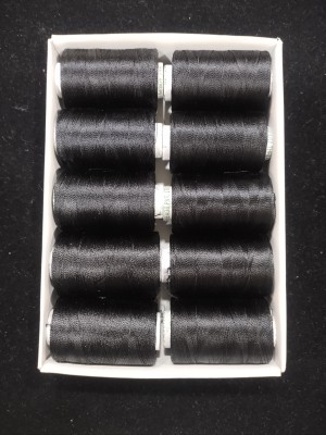 The Unique High Quality Silk Thread Black Colour Spools For Jewellery Making , Bangle Jhumka Making, Aari / Maggam Embroidery Blouse Work (Pack of 10pcs) Thread Thread(3000 m Pack of10)