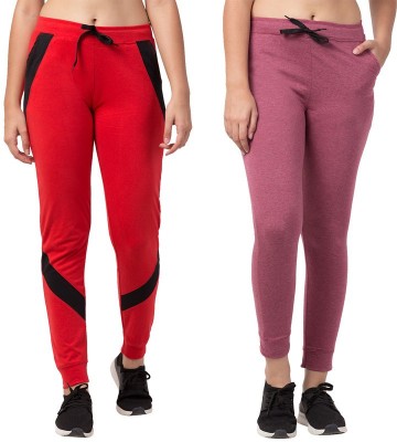 Bluecon Solid Women Red, Pink Track Pants