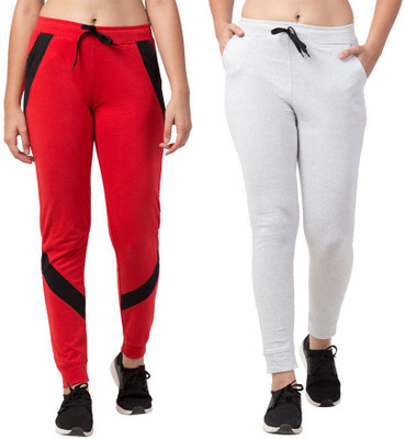 Bluecon Solid Women Red, White Track Pants