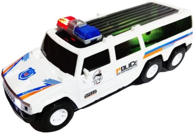 Dherik Tradworld 6 Wheel 3D Police care 360° Rotation With Flashing Light & Music for kids Sound and Light Pull Back Police Cars Toys & Truck Cars Boys(Multicolor, Pack of: 1)